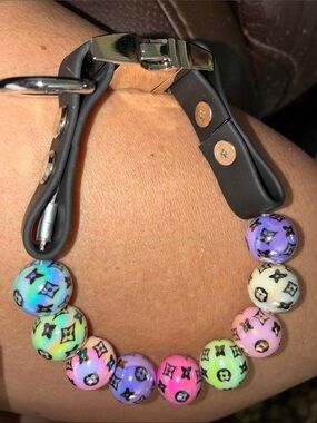 Pet Multicolor Beaded collarwith Black Silicone Strap